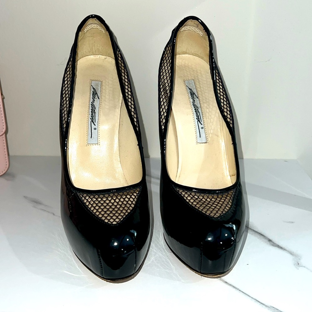 Brian Atwood black patent leather platform pumps. Size 37.5